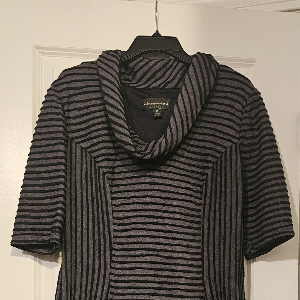 Dress by Connected Apparel Purple and Gray Striped Brushed Soft Feel